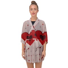 Valentine Day Heart Love Logo Half Sleeve Chiffon Kimono