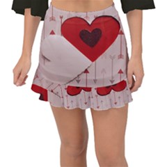 Valentine Day Heart Love Logo Fishtail Mini Chiffon Skirt