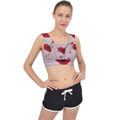 Valentine Day Heart Love Logo V-back Sports Bra by artworkshop