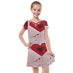 Valentine Day Heart Love Logo Kids  Cross Web Dress by artworkshop