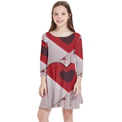 Valentine Day Heart Love Logo Kids  Quarter Sleeve Skater Dress by artworkshop