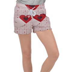 Valentine Day Heart Love Logo Velour Lounge Shorts by artworkshop