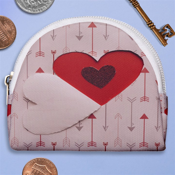 Valentine Day Heart Love Logo Horseshoe Style Canvas Pouch