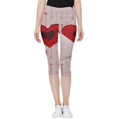 Valentine Day Heart Love Logo Inside Out Lightweight Velour Capri Leggings  by artworkshop