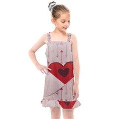 Valentine Day Heart Love Logo Kids  Overall Dress by artworkshop