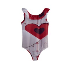 Valentine Day Heart Love Logo Kids  Frill Swimsuit by artworkshop