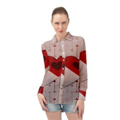 Valentine Day Heart Love Logo Long Sleeve Chiffon Shirt