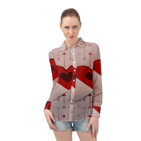 Valentine Day Heart Love Logo Long Sleeve Chiffon Shirt by artworkshop