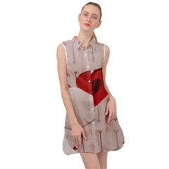 Valentine Day Heart Love Logo Sleeveless Shirt Dress by artworkshop