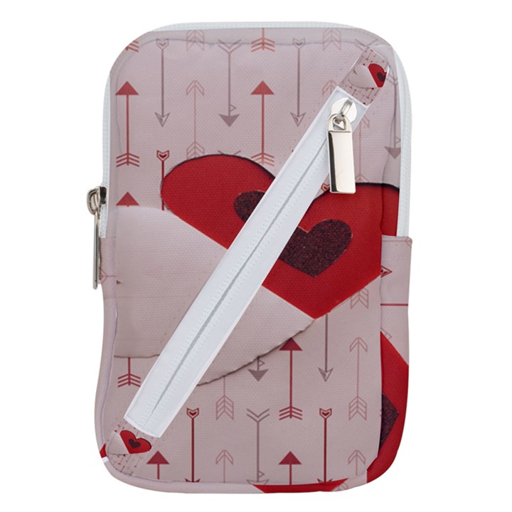 Valentine Day Heart Love Logo Belt Pouch Bag (Large)