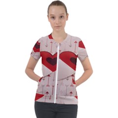 Valentine Day Heart Love Logo Short Sleeve Zip Up Jacket by artworkshop