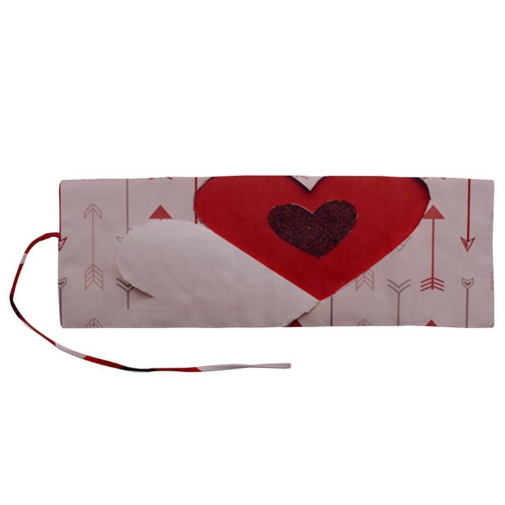 Valentine Day Heart Love Logo Roll Up Canvas Pencil Holder (M)