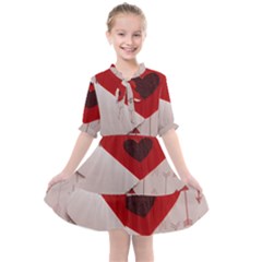 Valentine Day Heart Love Logo Kids  All Frills Chiffon Dress by artworkshop