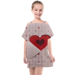 Valentine Day Heart Love Logo Kids  One Piece Chiffon Dress by artworkshop