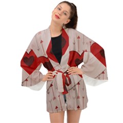 Valentine Day Heart Love Logo Long Sleeve Kimono by artworkshop