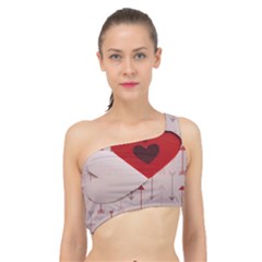 Valentine Day Heart Love Logo Spliced Up Bikini Top  by artworkshop