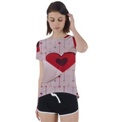 Valentine Day Heart Love Logo Short Sleeve Open Back Tee by artworkshop