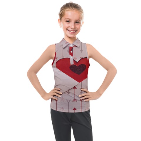 Valentine Day Heart Love Logo Kids  Sleeveless Polo Tee by artworkshop