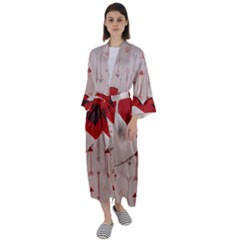 Valentine Day Heart Love Logo Maxi Satin Kimono by artworkshop