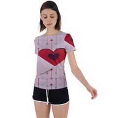 Valentine Day Heart Love Logo Back Circle Cutout Sports Tee by artworkshop