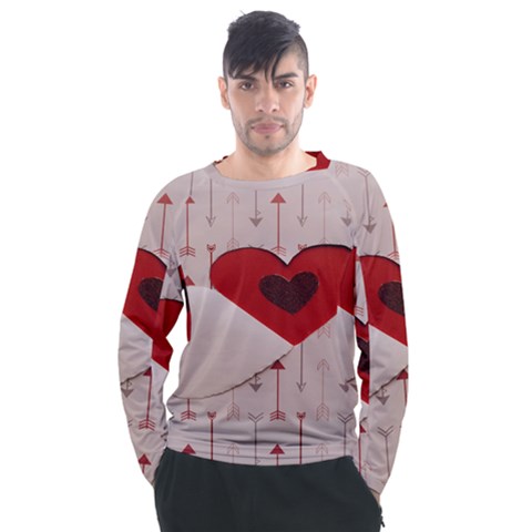 Valentine Day Heart Love Logo Men s Long Sleeve Raglan Tee by artworkshop