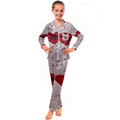 Valentine Day Heart Love Logo Kid s Satin Long Sleeve Pajamas Set by artworkshop