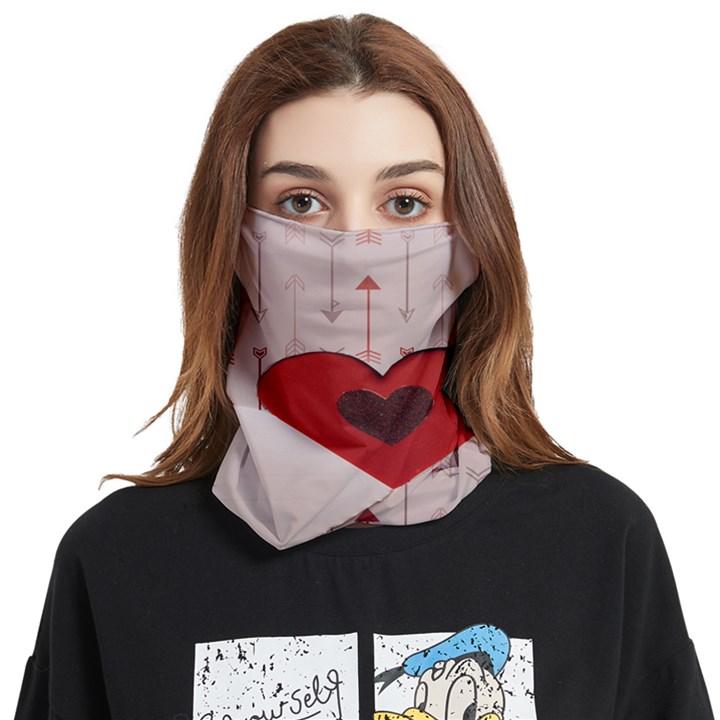 Valentine Day Heart Love Logo Face Covering Bandana (Two Sides)