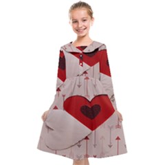 Valentine Day Heart Love Logo Kids  Midi Sailor Dress by artworkshop