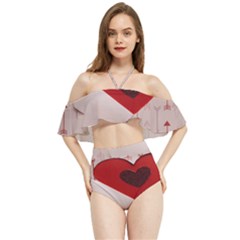 Valentine Day Heart Love Logo Halter Flowy Bikini Set  by artworkshop