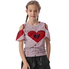 Valentine Day Heart Love Logo Kids  Butterfly Cutout Tee by artworkshop