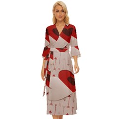 Valentine Day Heart Love Logo Midsummer Wrap Dress by artworkshop