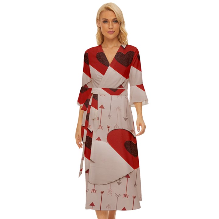 Valentine Day Heart Love Logo Midsummer Wrap Dress