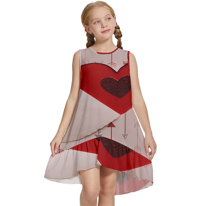 Valentine Day Heart Love Logo Kids  Frill Swing Dress