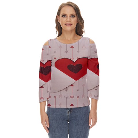 Valentine Day Heart Love Logo Cut Out Wide Sleeve Top by artworkshop