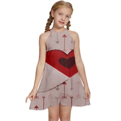 Valentine Day Heart Love Logo Kids  Halter Collar Waist Tie Chiffon Dress by artworkshop