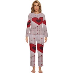 Valentine Day Heart Love Logo Womens  Long Sleeve Lightweight Pajamas Set by artworkshop