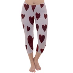 Valentine Day Heart Love Pattern Capri Winter Leggings  by artworkshop