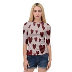 Valentine Day Heart Love Pattern Quarter Sleeve Raglan Tee