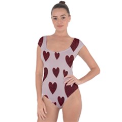 Valentine Day Heart Love Pattern Short Sleeve Leotard  by artworkshop