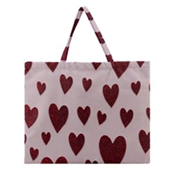 Valentine Day Heart Love Pattern Zipper Large Tote Bag by artworkshop