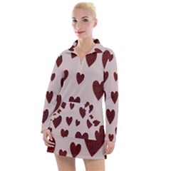 Valentine Day Heart Love Pattern Women s Long Sleeve Casual Dress by artworkshop