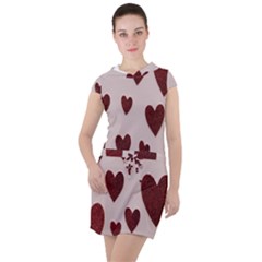 Valentine Day Heart Love Pattern Drawstring Hooded Dress by artworkshop