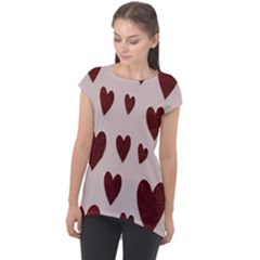 Valentine Day Heart Love Pattern Cap Sleeve High Low Top