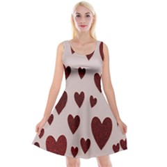 Valentine Day Heart Love Pattern Reversible Velvet Sleeveless Dress