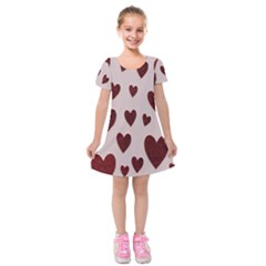 Valentine Day Heart Love Pattern Kids  Short Sleeve Velvet Dress by artworkshop