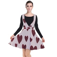 Valentine Day Heart Love Pattern Plunge Pinafore Dress by artworkshop