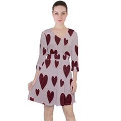 Valentine Day Heart Love Pattern Quarter Sleeve Ruffle Waist Dress by artworkshop