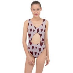 Valentine Day Heart Love Pattern Center Cut Out Swimsuit