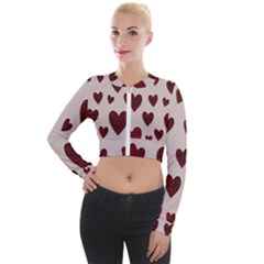 Valentine Day Heart Love Pattern Long Sleeve Cropped Velvet Jacket by artworkshop