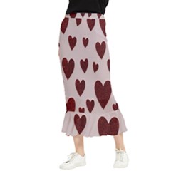 Valentine Day Heart Love Pattern Maxi Fishtail Chiffon Skirt by artworkshop